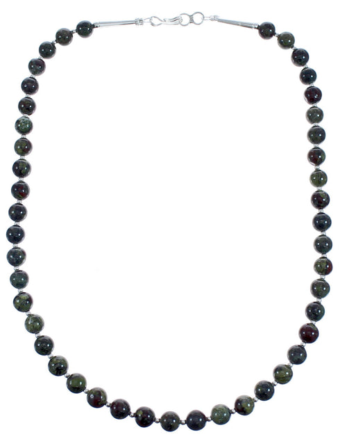 Southwestern Dragon Blood Jasper Sterling Silver Beaded Necklace BX120581